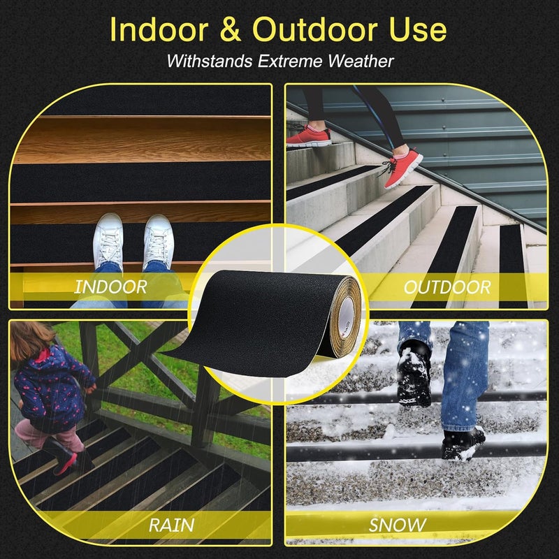 SX Anti Slip Tape 12 Inch x 60 FT Roll Black Grit 60 Exceptional Traction Non-Slip Skid Grip Tape for Outdoor Stair Treads, Wooden Steps & Exterior Grips - Long-Lasting Tread Strips - Image 5